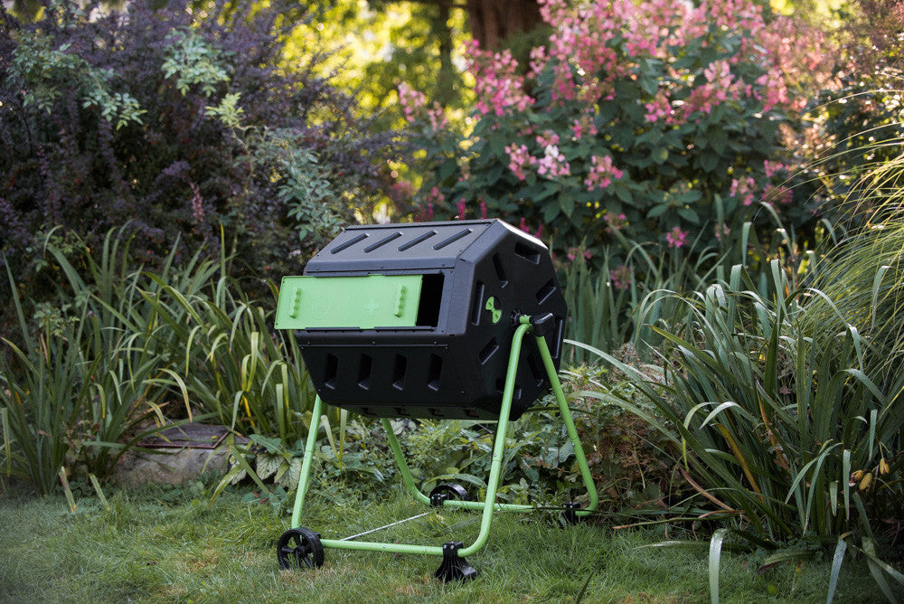 FCMP Outdoor HOTFROG Mobile Dual Chamber Tumbling Composter with Wheels - Outdoor Rotating Garden Compost Bin (HF-IM4000-WK) Black & Green (37-Gallon FCMP Outdoor HOTFROG Mobile Dual Chamber Tumbling Composter with Wheels - Outdoor Rotating Garden Compost Bin (HF-IM4000-WK) Black & Green (37-Gallon
